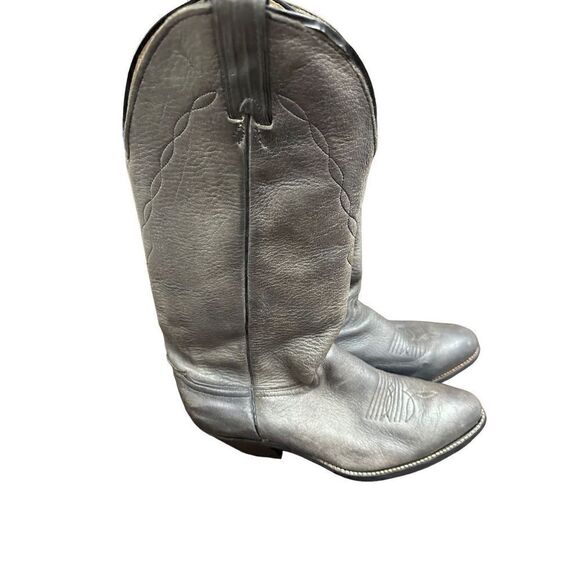 Abilene Men’s Western Gray Leather   Mid -Calf Boots - Picture 6 of 14